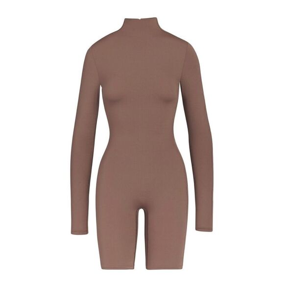 NWT SKIMS ALL-IN-ONE LONG SLEEVE MID THIGH ONESIE IN Umber - Picture 6 of 8